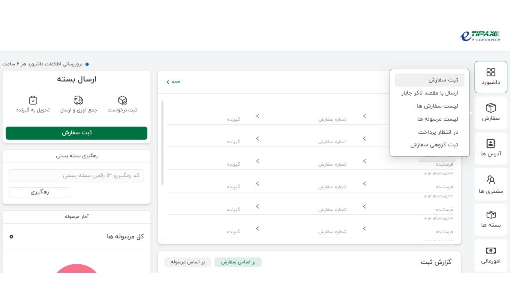 ثبت سفارش با ای تیپاکس