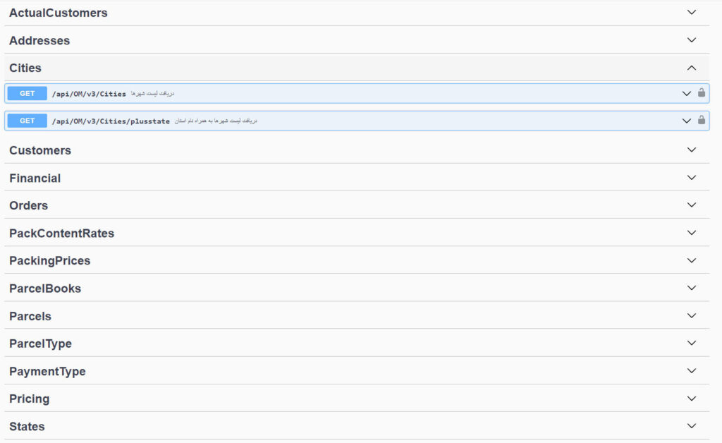شهرها در swagger تیپاکس